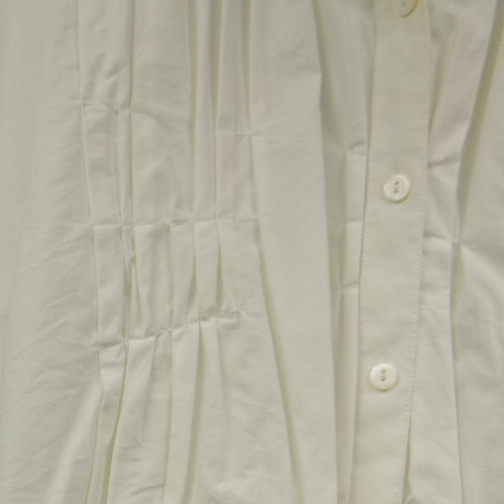 Foxcroft Shaped Stretch Ruched Button Front Collared Boho Style Blouse Size 8 - Picture 10 of 10
